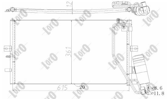 Aircon condenser Saab 9-5: 0440160007 Abakus AC Condenser