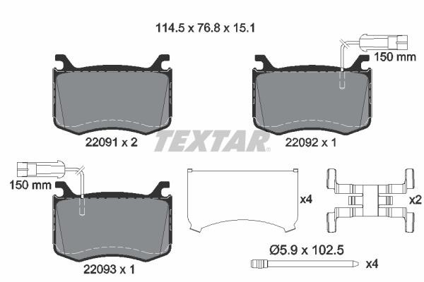 Textar 2209101 Brake Pad Set, disc brake 2209101