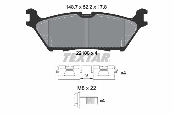 Textar 2210001 Rear disc brake pads, set 2210001