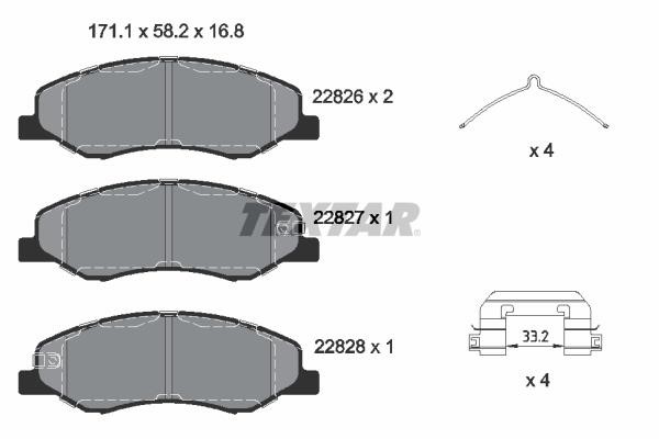 Disc brake pad set Honda Odyssey: 2282601 Textar Brake pad set