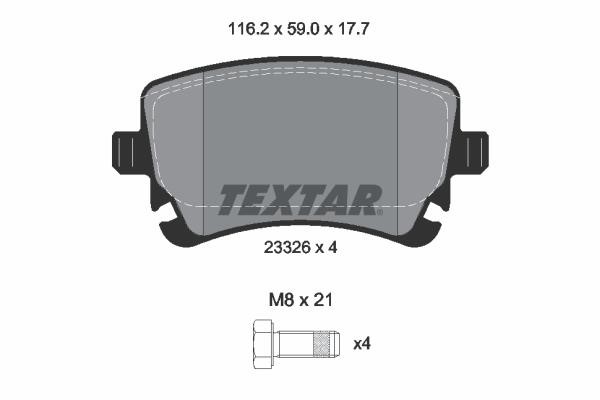 Disc brake pad set Bentley Continental: 2332611 Textar Brake pad set