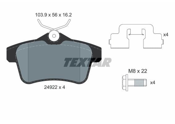 Brake pad kit DS DS 5: 2492204 Textar Brake pad set