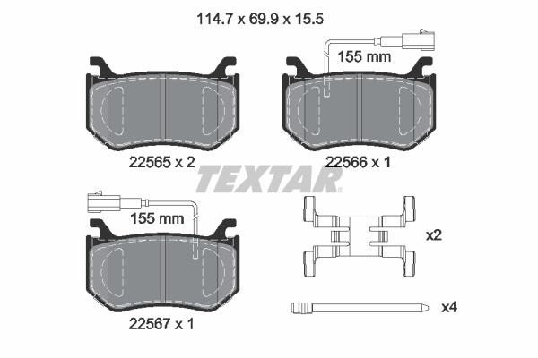 Textar 2256501 Brake Pad Set, disc brake 2256501