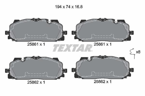 Textar 2586101 Front disc brake pads, set 2586101