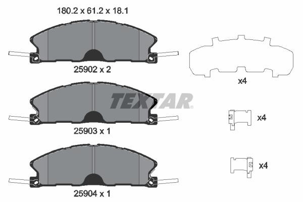 Textar 2590201 Brake Pad Set, disc brake 2590201