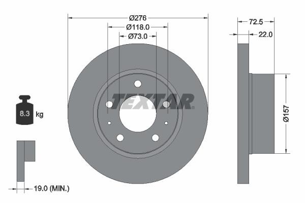 Textar 93104603 Unventilated front brake disc 93104603 93104603 Textar Unventilated front brake disc