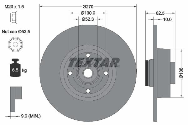 Textar 92154503 Rear brake disc, non-ventilated 92154503
