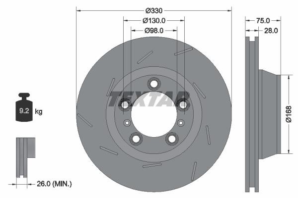 Textar 92220607 Ventilated disc brake, 1 pcs. 92220607