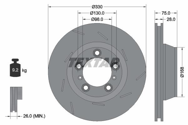 Textar 92220707 Ventilated disc brake, 1 pcs. 92220707
