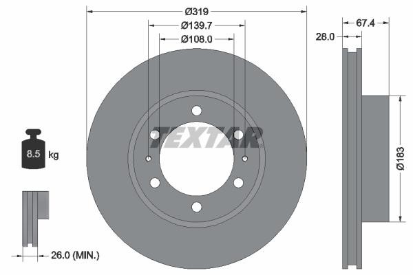 Textar 92274903 Ventilated disc brake, 1 pcs. 92274903