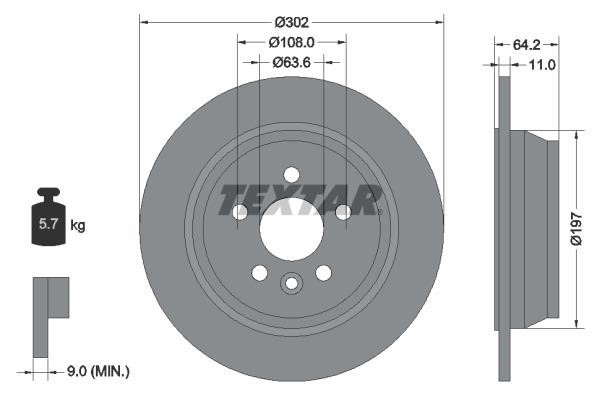 Textar 92283003 Rear brake disc, non-ventilated 92283003