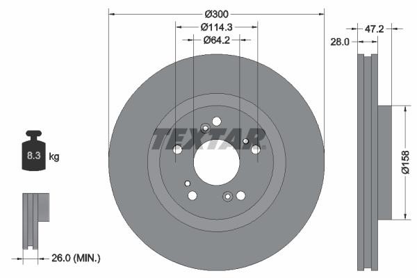 Textar 92284603 Ventilated disc brake, 1 pcs. 92284603