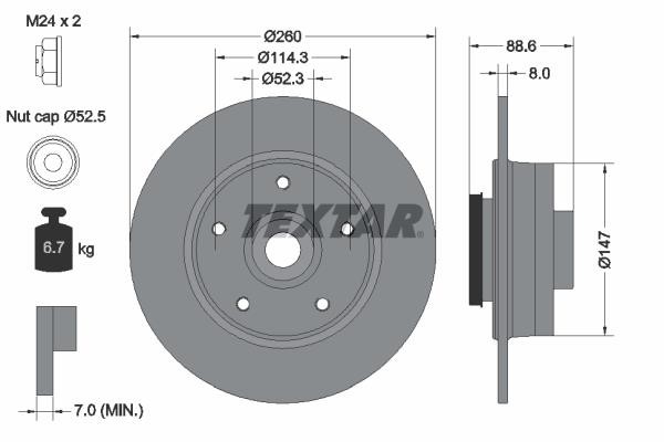 Textar 92291003 Unventilated brake disc 92291003