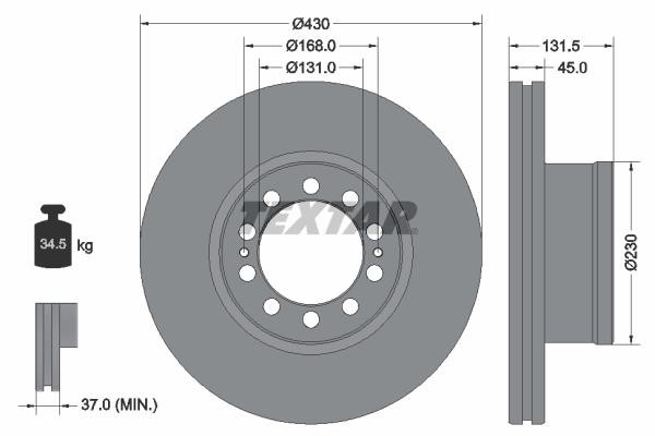 Textar 93291200 Vented brake disc, 1 pc 93291200 93291200 Textar Vented brake disc, 1 pc