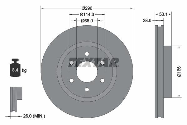 Textar 92285803 Ventilated disc brake, 1 pcs. 92285803