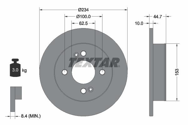 Textar 92291603 Rear brake disc, non-ventilated 92291603