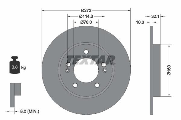 Textar 92291703 Unventilated brake disc 92291703