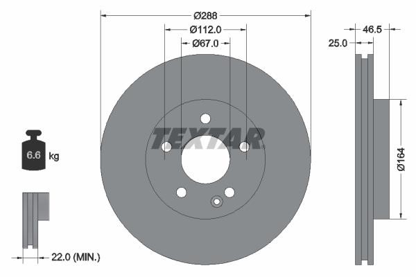 Textar 92287705 Ventilated disc brake, 1 pcs. 92287705