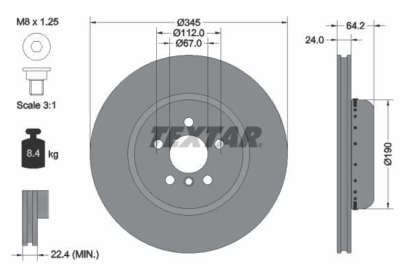 Textar 92288625 Ventilated disc brake, 1 pcs. 92288625