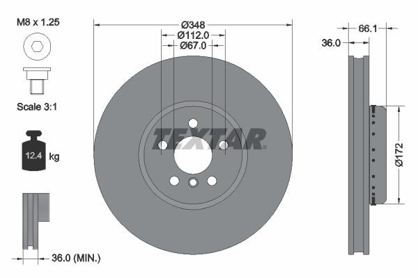 Textar 92288725 Ventilated disc brake, 1 pcs. 92288725
