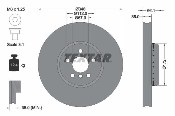 Textar 92288825 Ventilated disc brake, 1 pcs. 92288825