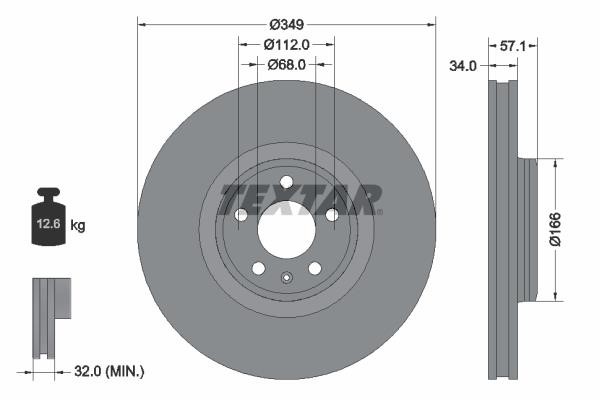 Textar 92289305 Ventilated disc brake, 1 pcs. 92289305