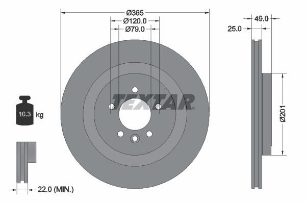 Textar 92293003 Ventilated disc brake, 1 pcs. 92293003