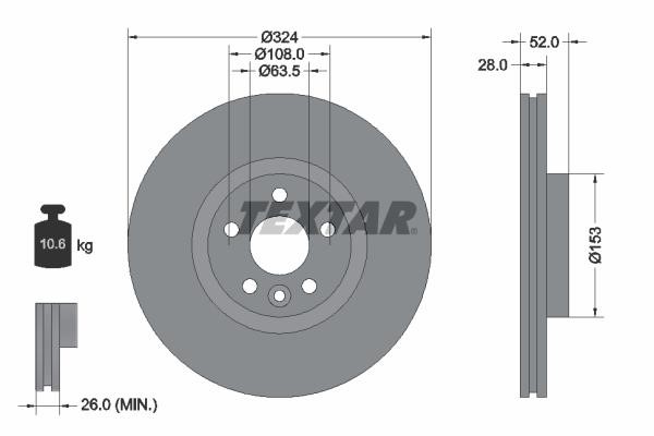Textar 92293205 Ventilated disc brake, 1 pcs. 92293205