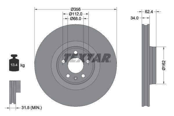 Textar 92293505 Ventilated disc brake, 1 pcs. 92293505