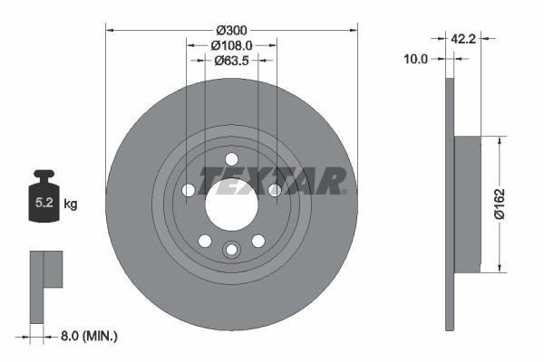 Textar 92293803 Rear brake disc, non-ventilated 92293803