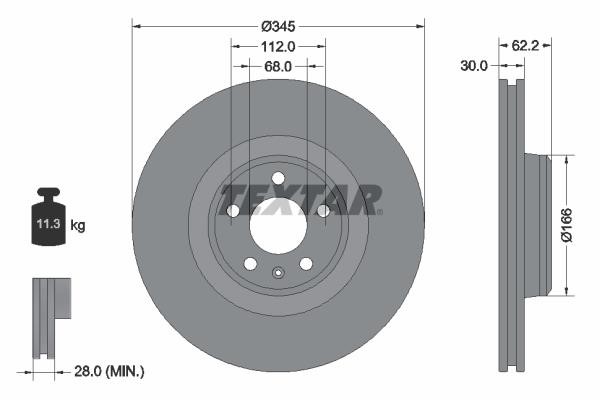 Textar 92294305 Ventilated disc brake, 1 pcs. 92294305