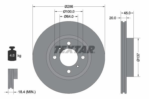 Textar 92294403 Ventilated disc brake, 1 pcs. 92294403