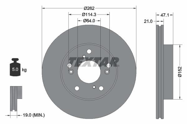 Textar 92294503 Ventilated disc brake, 1 pcs. 92294503