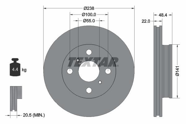 Textar 92294603 Ventilated disc brake, 1 pcs. 92294603
