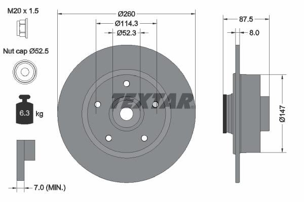 Textar 92295203 Unventilated brake disc 92295203