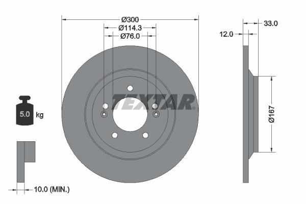 Textar 92296303 Unventilated brake disc 92296303