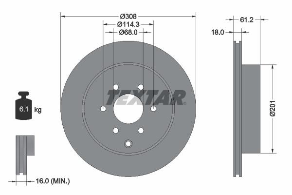 Textar 92296403 Ventilated disc brake, 1 pcs. 92296403