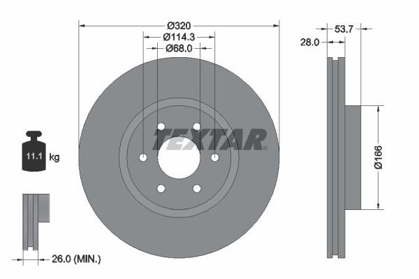 Textar 92296503 Ventilated disc brake, 1 pcs. 92296503