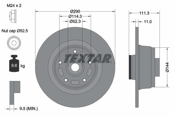 Textar 92309003 Rear brake disc, non-ventilated 92309003
