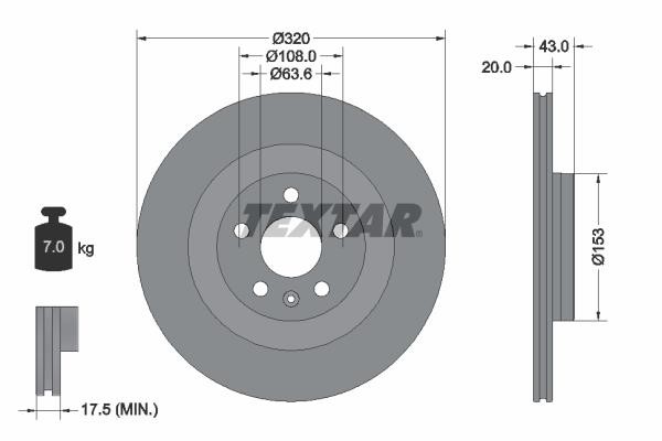 Brake disc Volvo: 92309703 Textar Vented brake disc, 1 pc