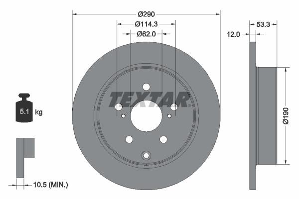 Textar 92314203 Rear brake disc, non-ventilated 92314203