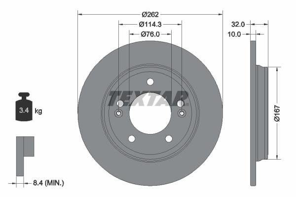 Textar 92314403 Rear brake disc, non-ventilated 92314403