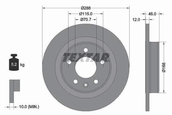 Textar 92314603 Rear brake disc, non-ventilated 92314603