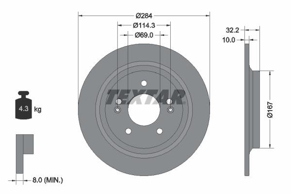 Textar 92316303 Rear solid brake disc 92316303 92316303 Textar Rear solid brake disc