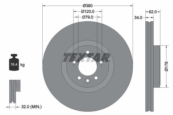 Textar 92316405 Vented brake disc, 1 pc 92316405 92316405 Textar Vented brake disc, 1 pc