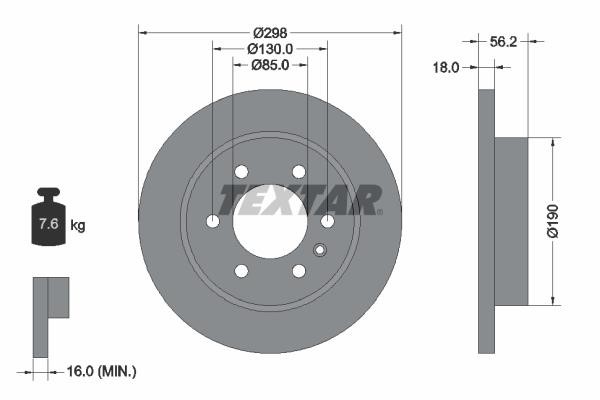 Textar 92301003 Rear brake disc, non-ventilated 92301003