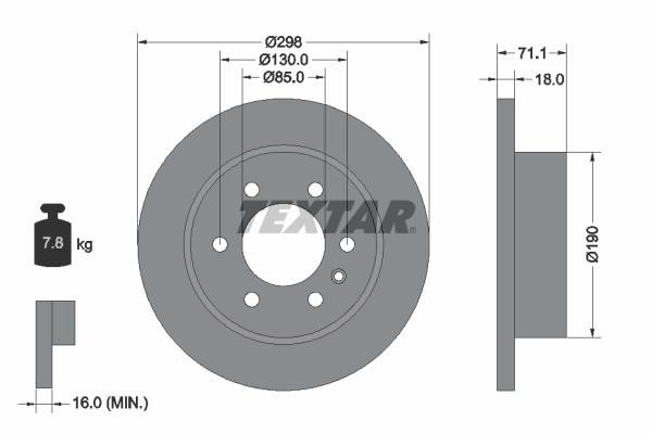 Textar 92301103 Rear brake disc, non-ventilated 92301103