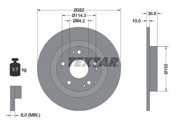 Textar 92301303 Rear brake disc, non-ventilated 92301303
