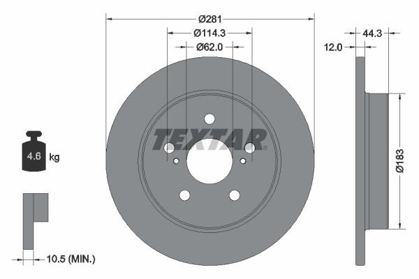 Textar 92301403 Rear brake disc, non-ventilated 92301403