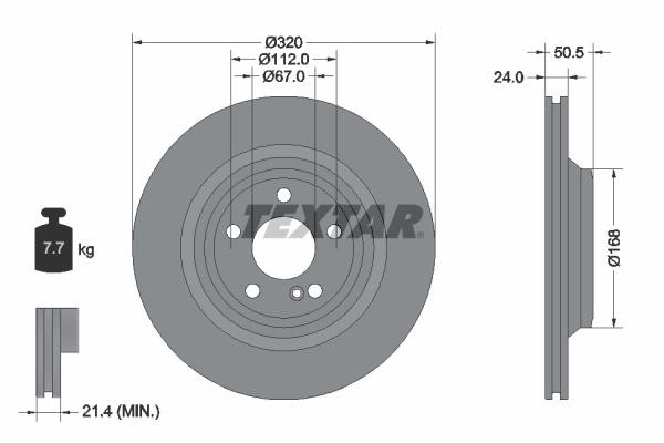 Textar 92317305 Rear ventilated brake disc 92317305